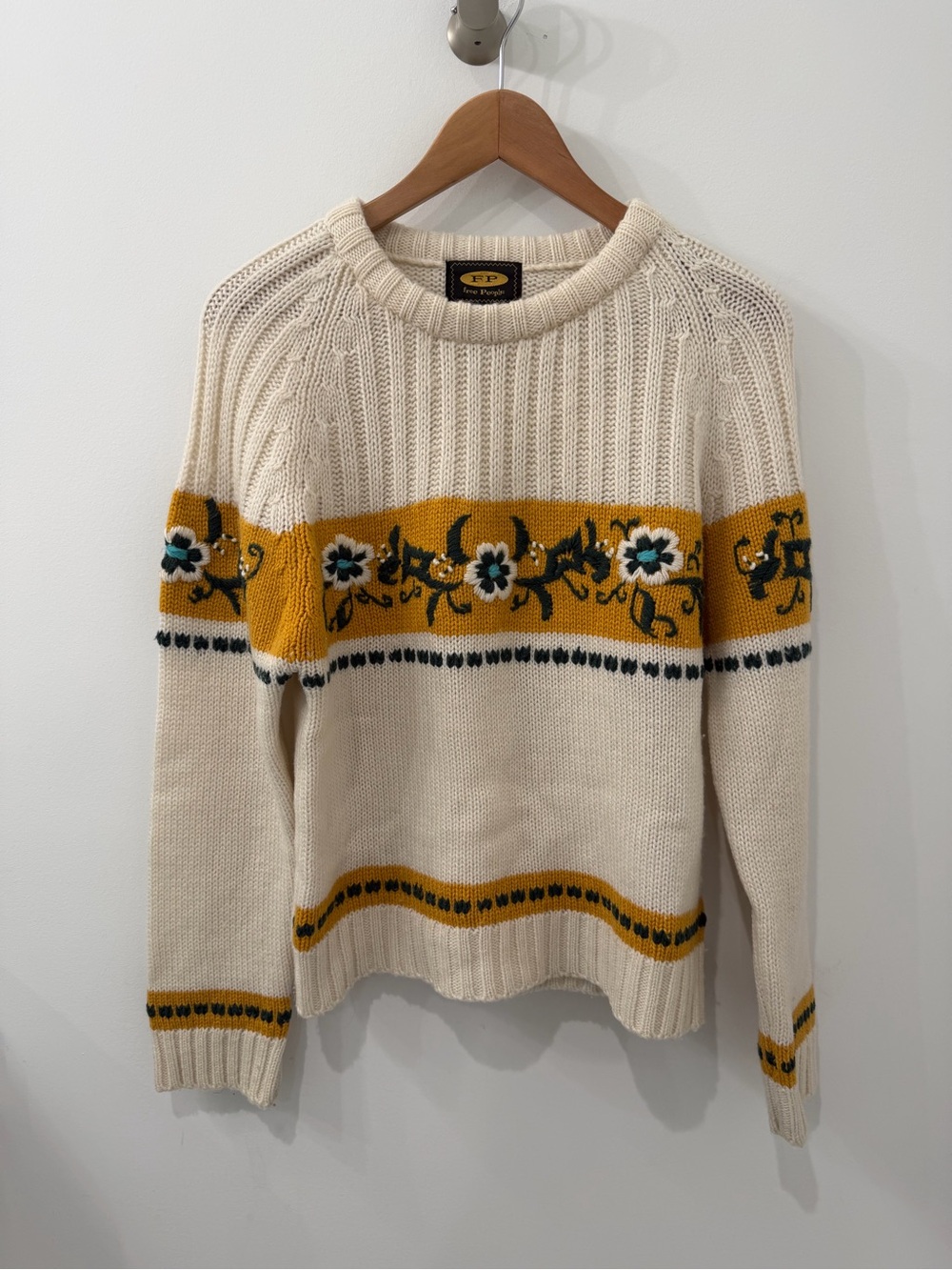 NWOT Vintage Free People Floral Embroidered Sweater